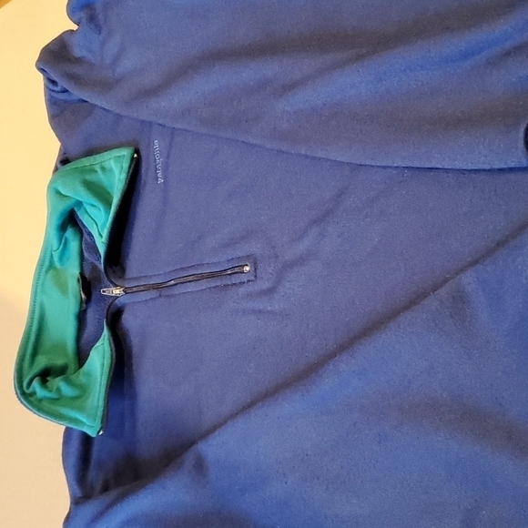 Patagonia blue pullover green collar. 100% Capilene Polyester. Vintage M - Picture 5 of 10